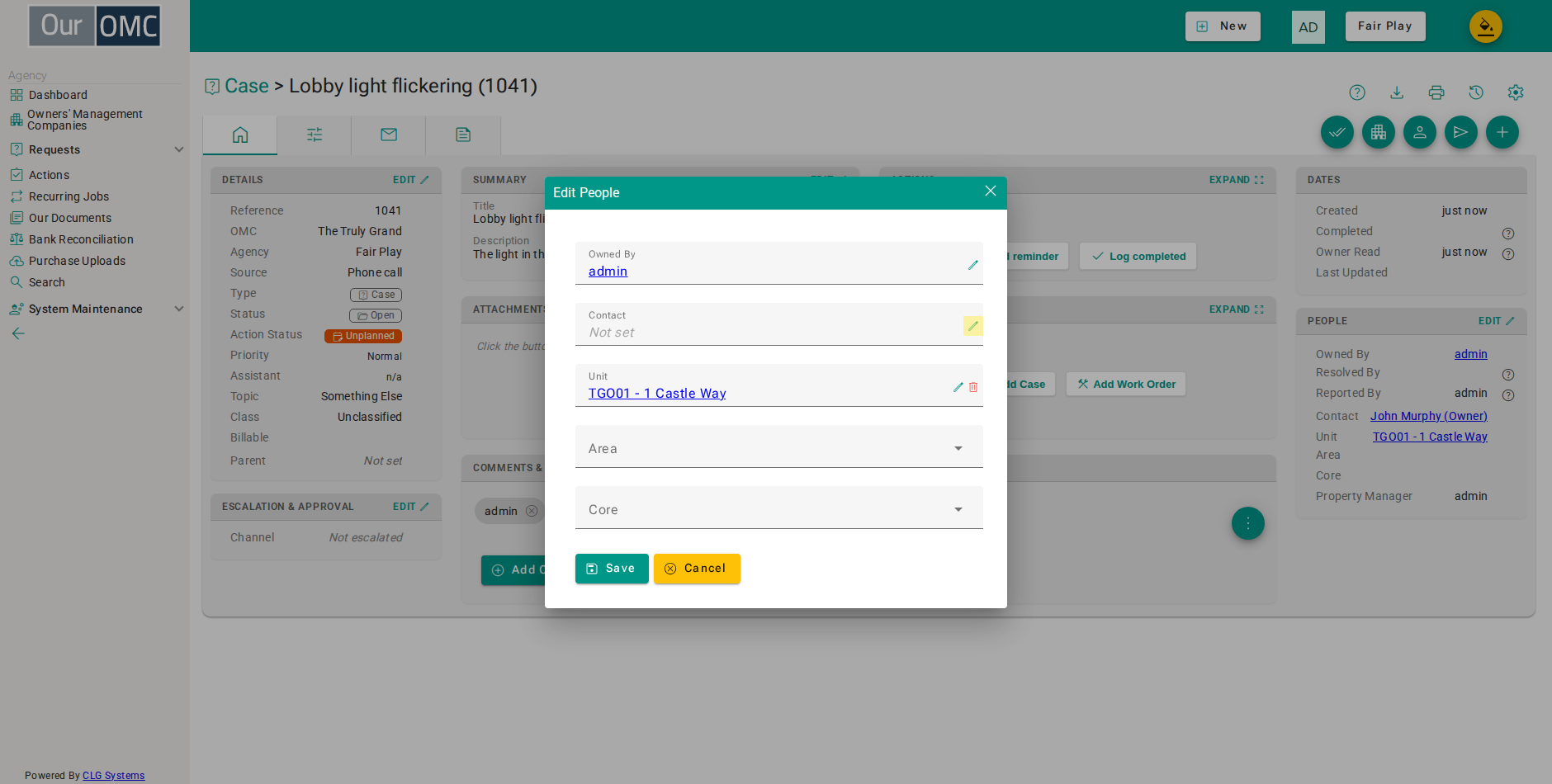 Open the contact picker - it is limited to contacts of that unit