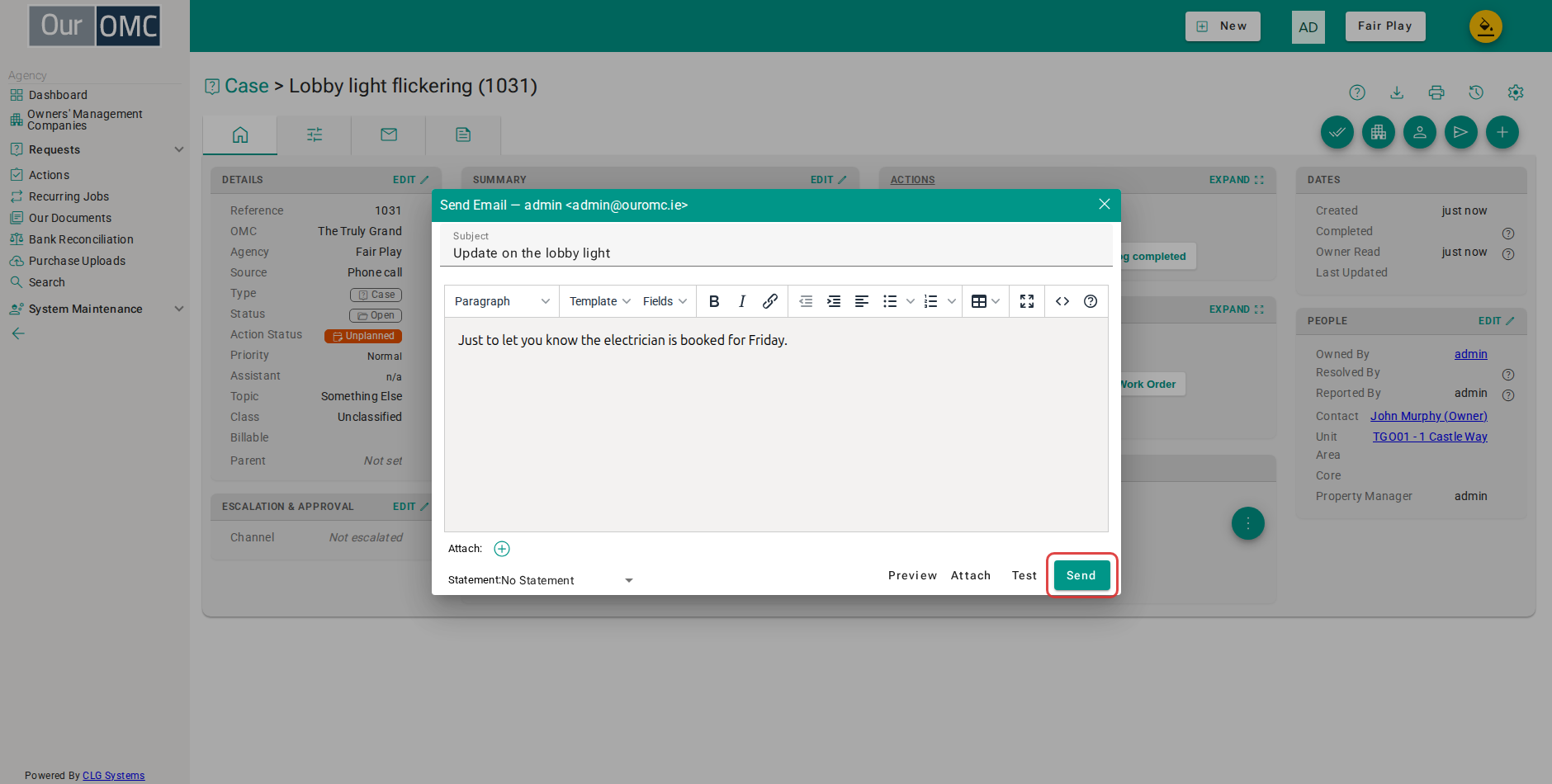 Click Send to email the follower