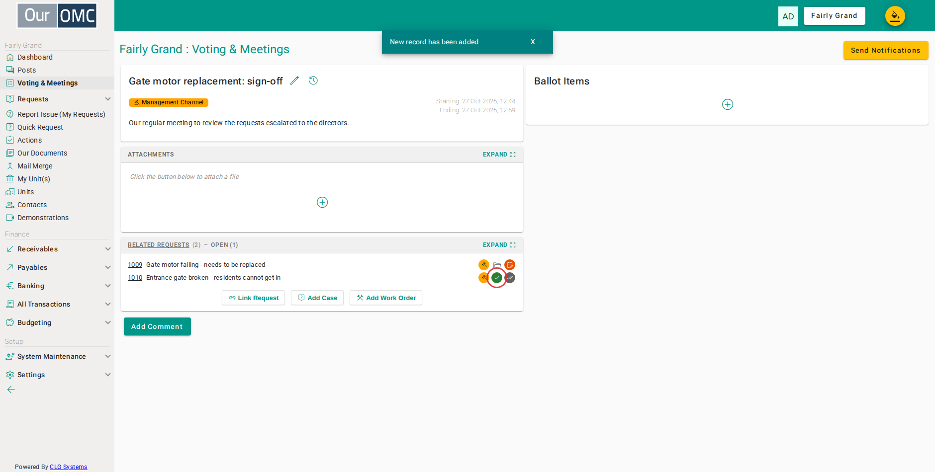 Click the status pill on the resolved request to open it