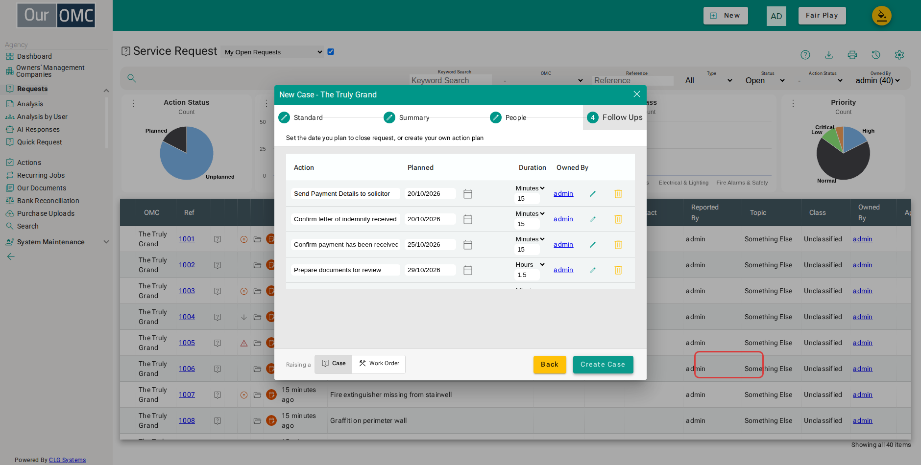 Click Create Case to raise the request
