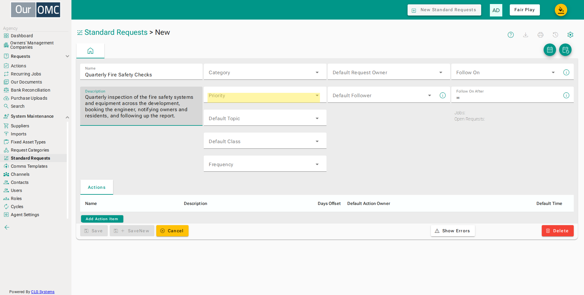 Set the default priority for requests from this standard request