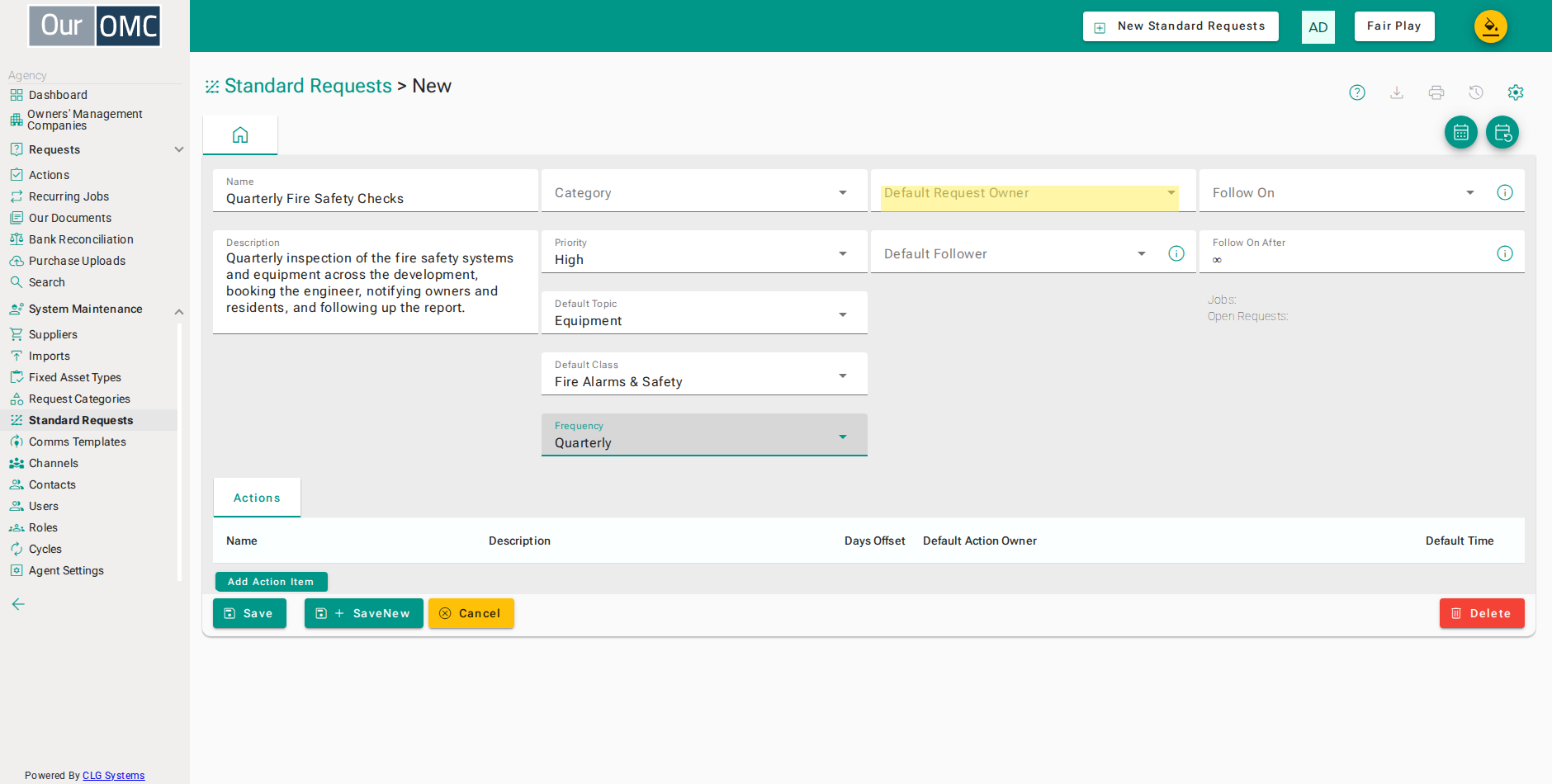 Choose which role owns requests from this standard request