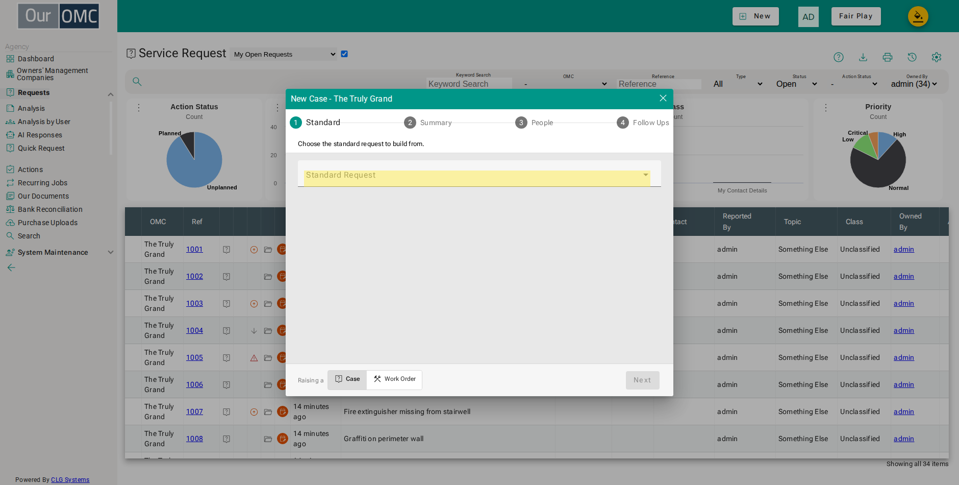 Choose the standard request to build the new request from