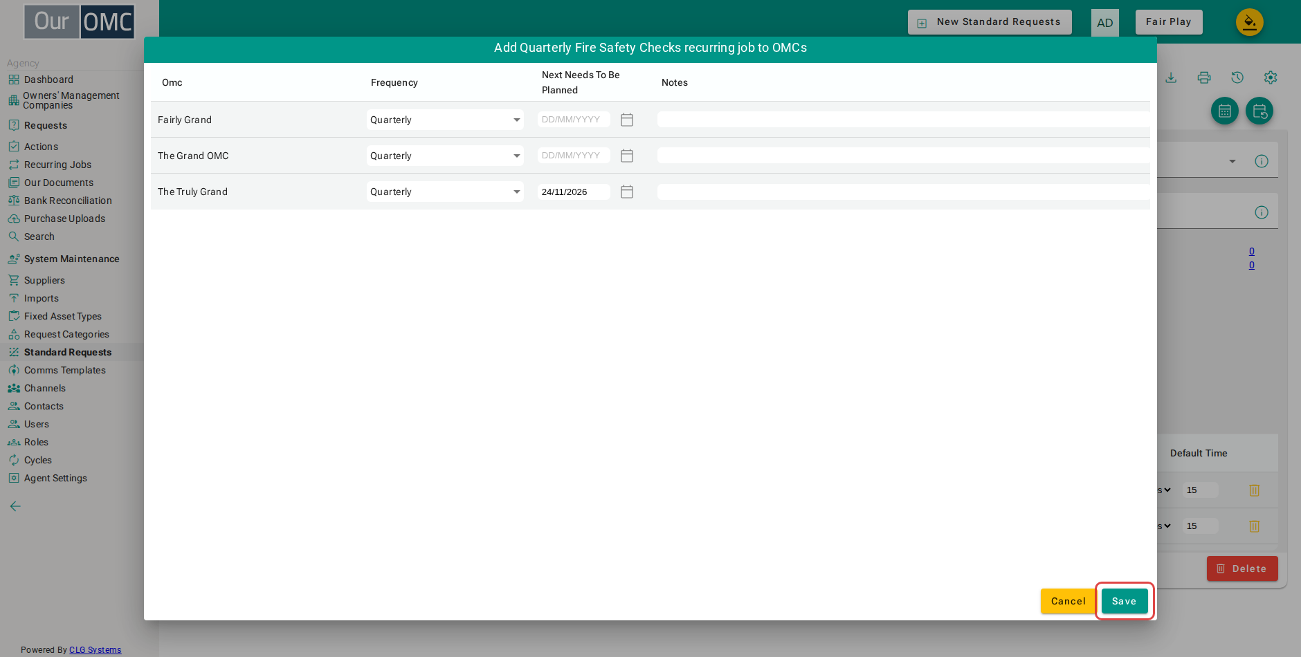 Click Save to create the recurring jobs