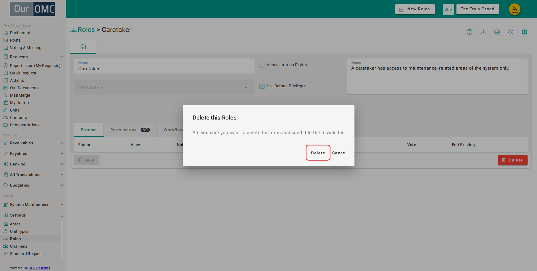 Click [Delete] on the confirmation dialog