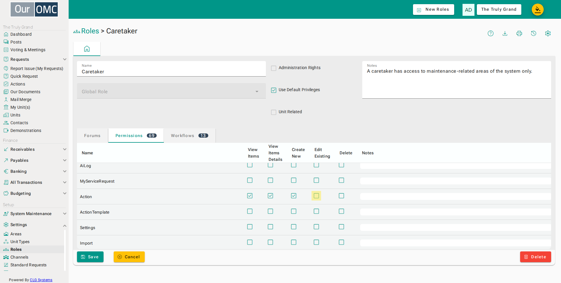 Click the checkbox to allow Caretakers to update actions — e.g. mark them as done
