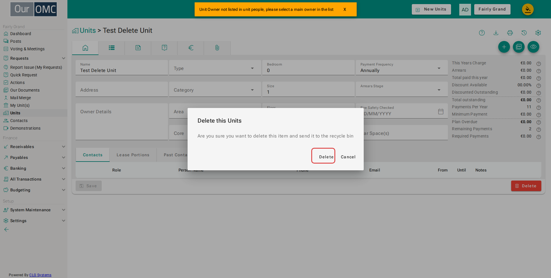 You would click [Delete] on the confirmation dialog