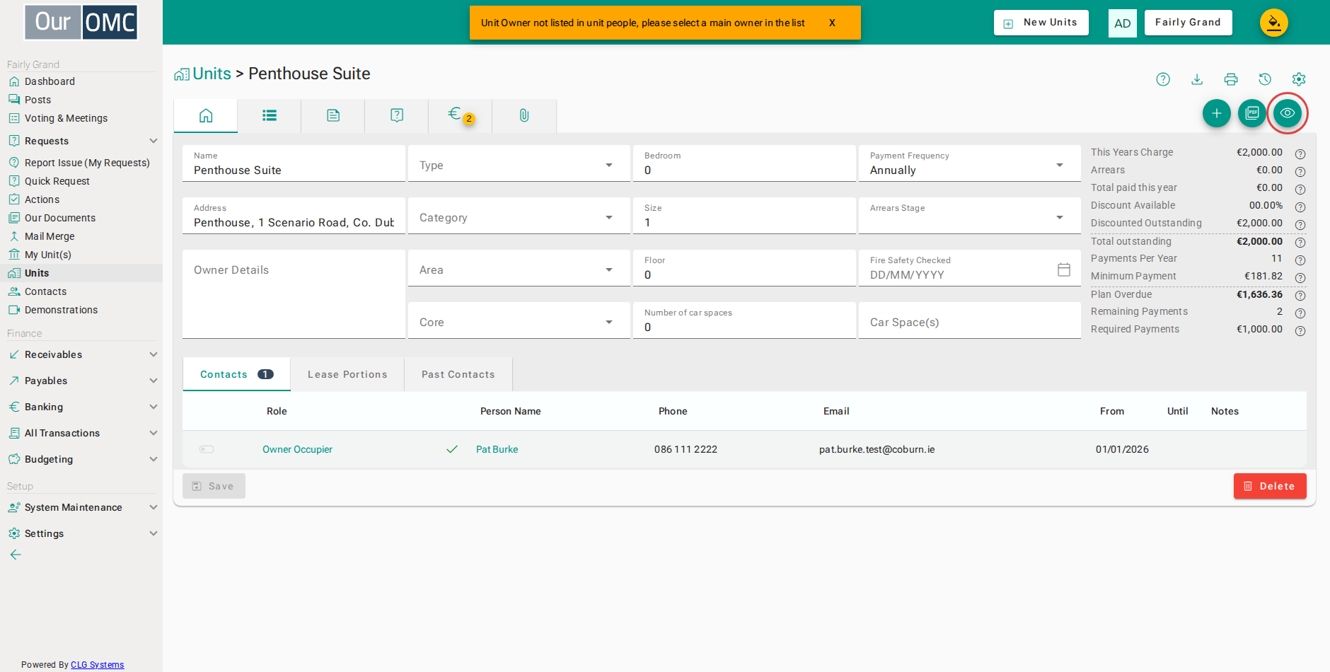 Click External View to see this unit exactly as the owner sees it in the portal