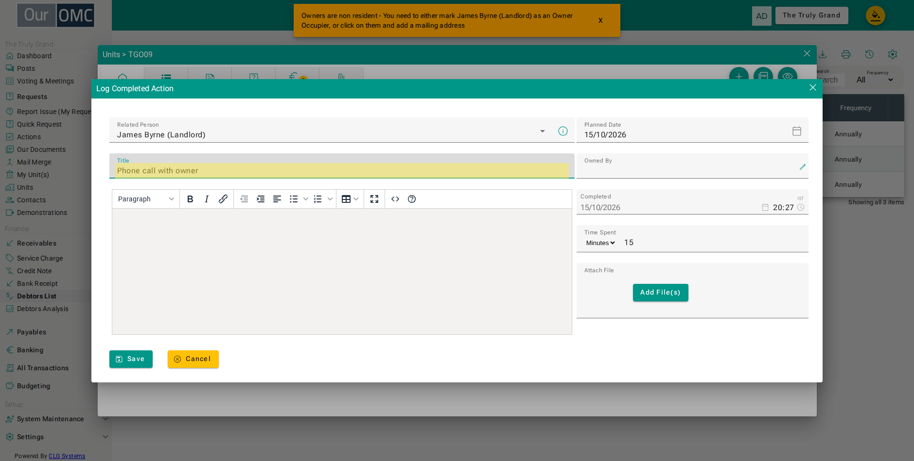 Give the action a short title so it is easy to identify in the log