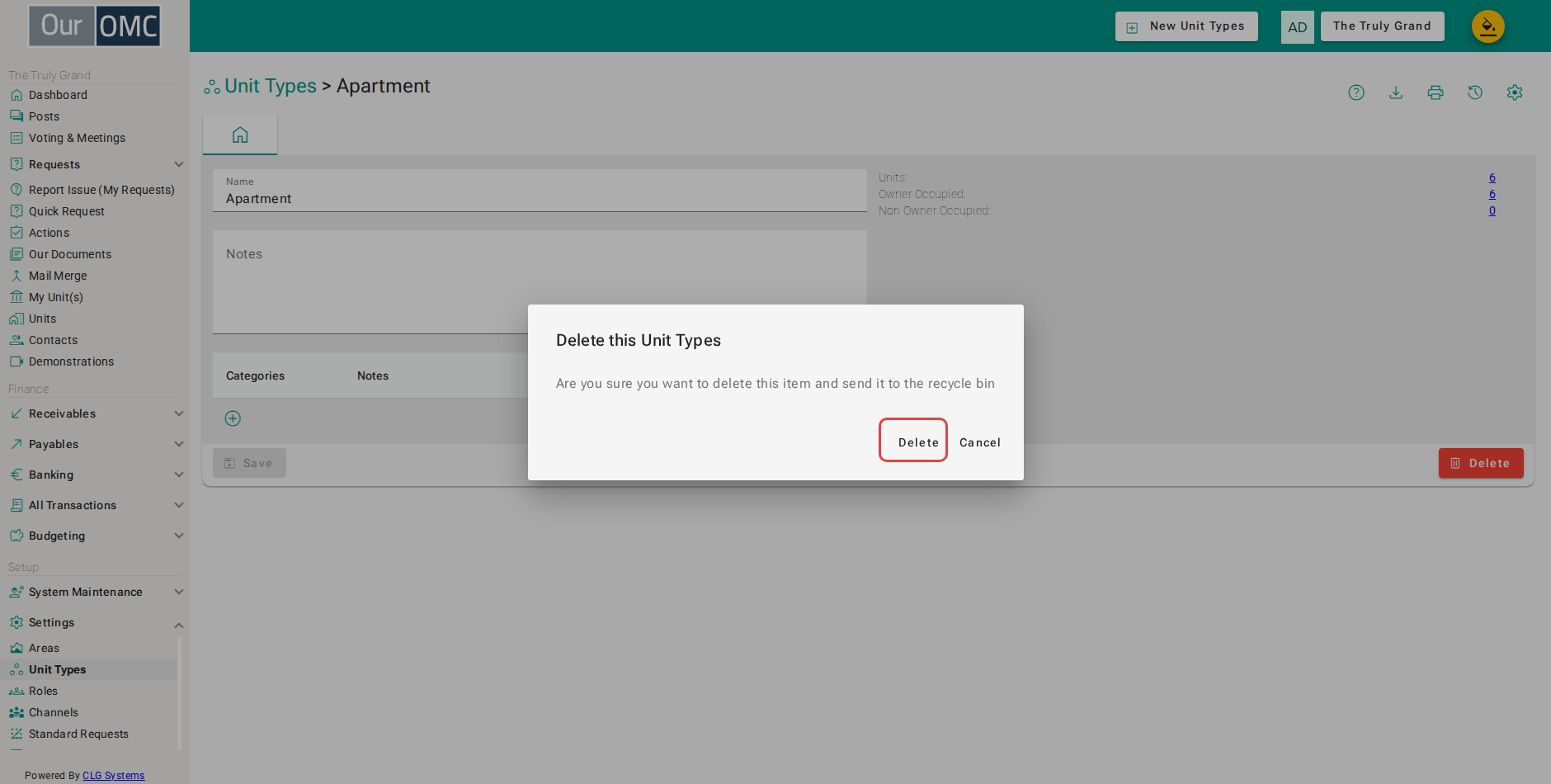 You would click [Delete] on the confirmation dialog