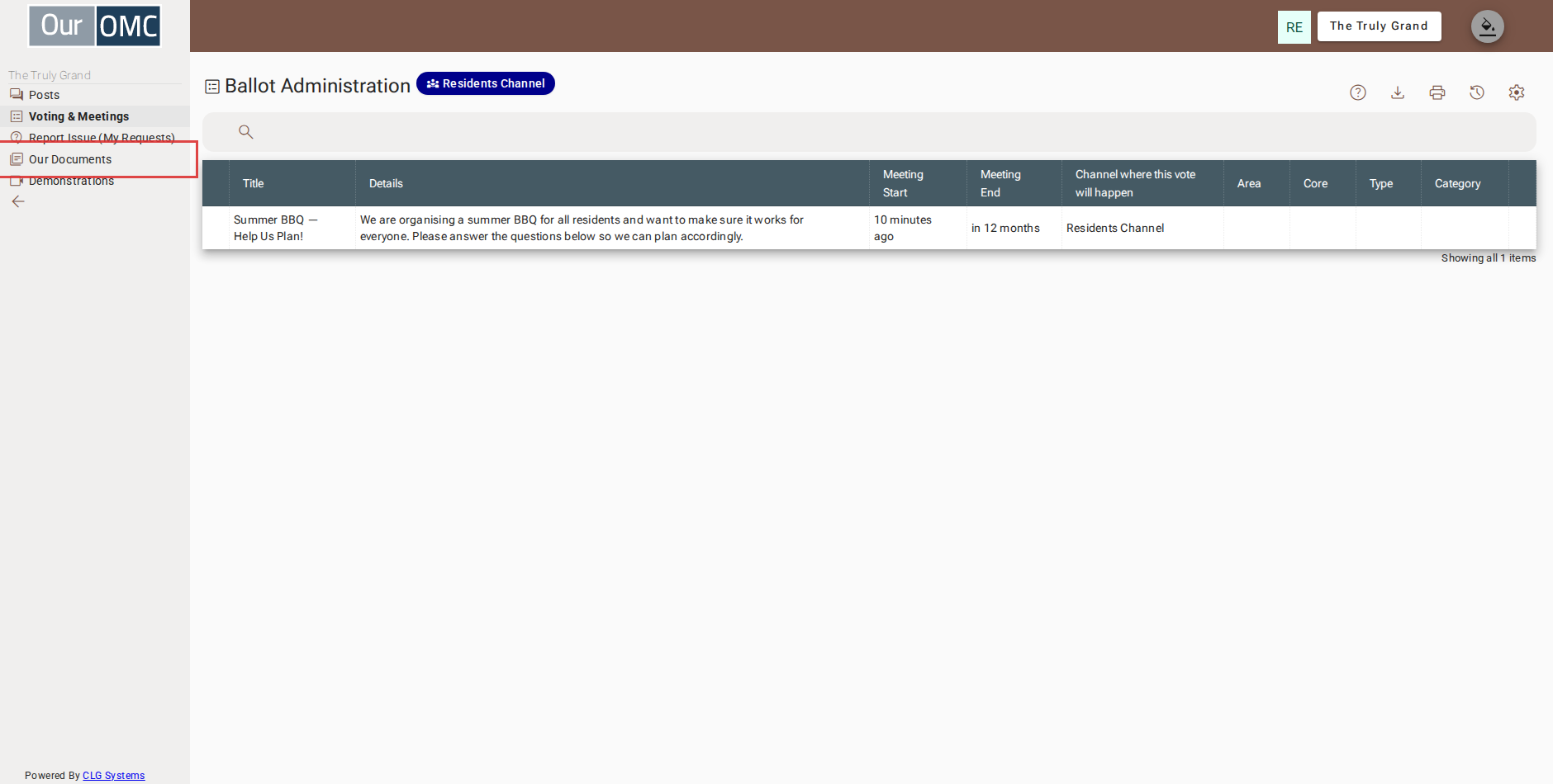 Click [Our Documents] on the main menu