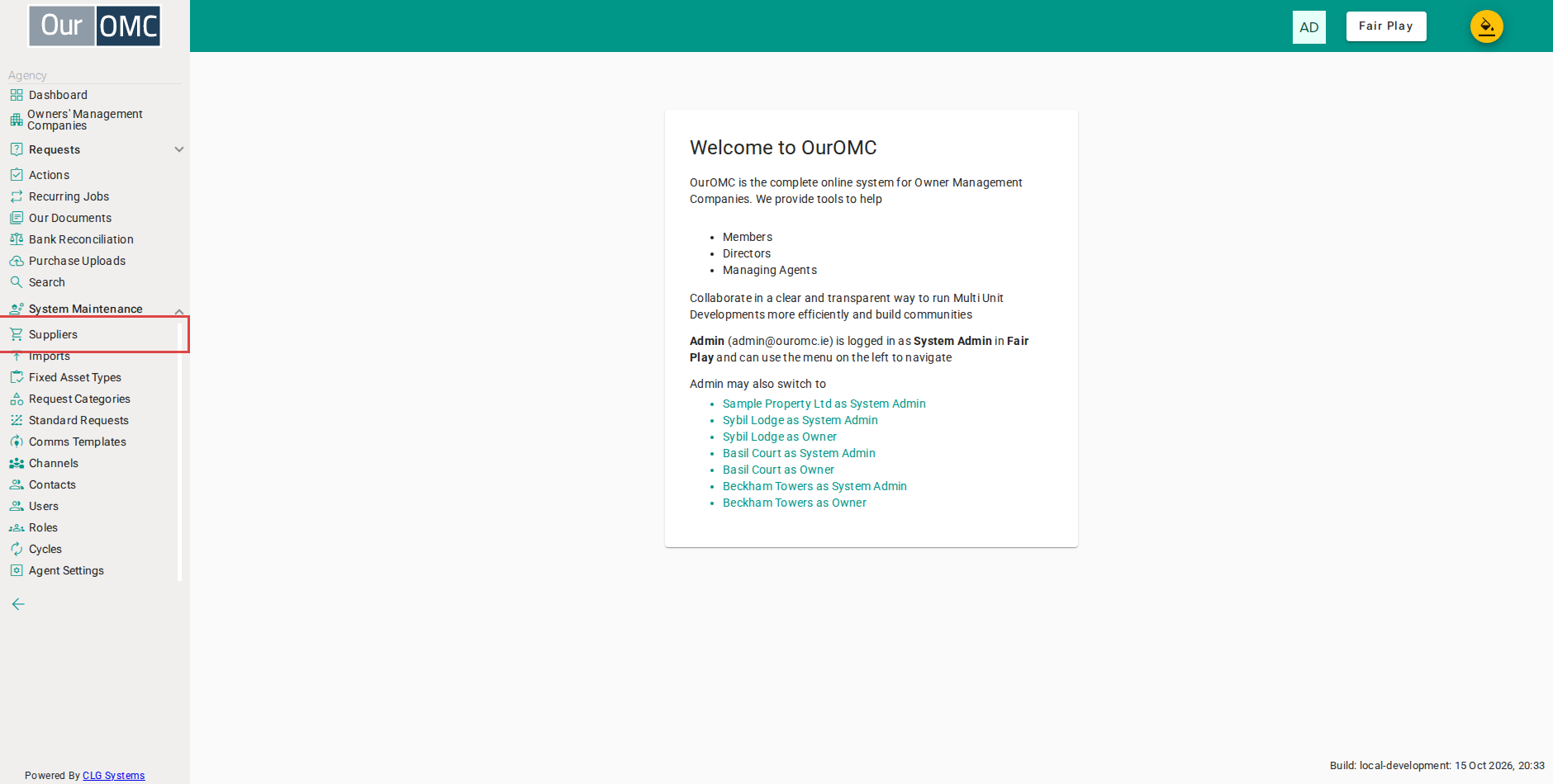 Click [System Maintenance / Suppliers] on the main menu