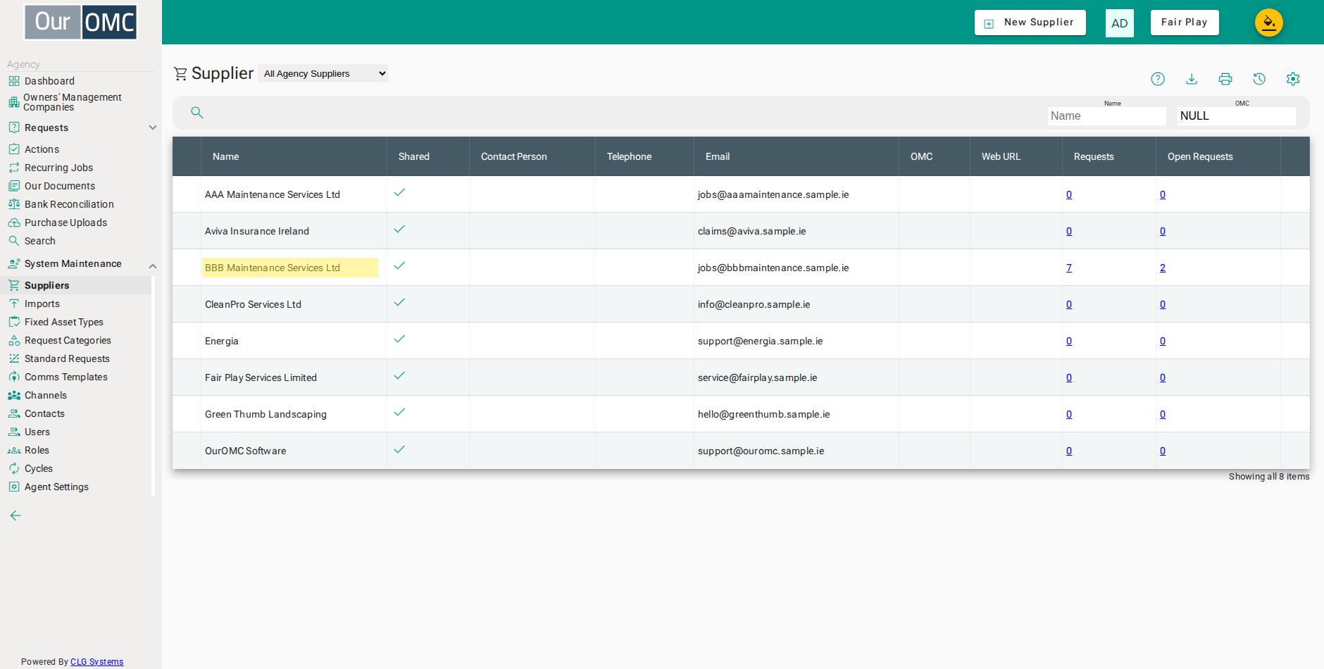 Open the supplier you want to order work from